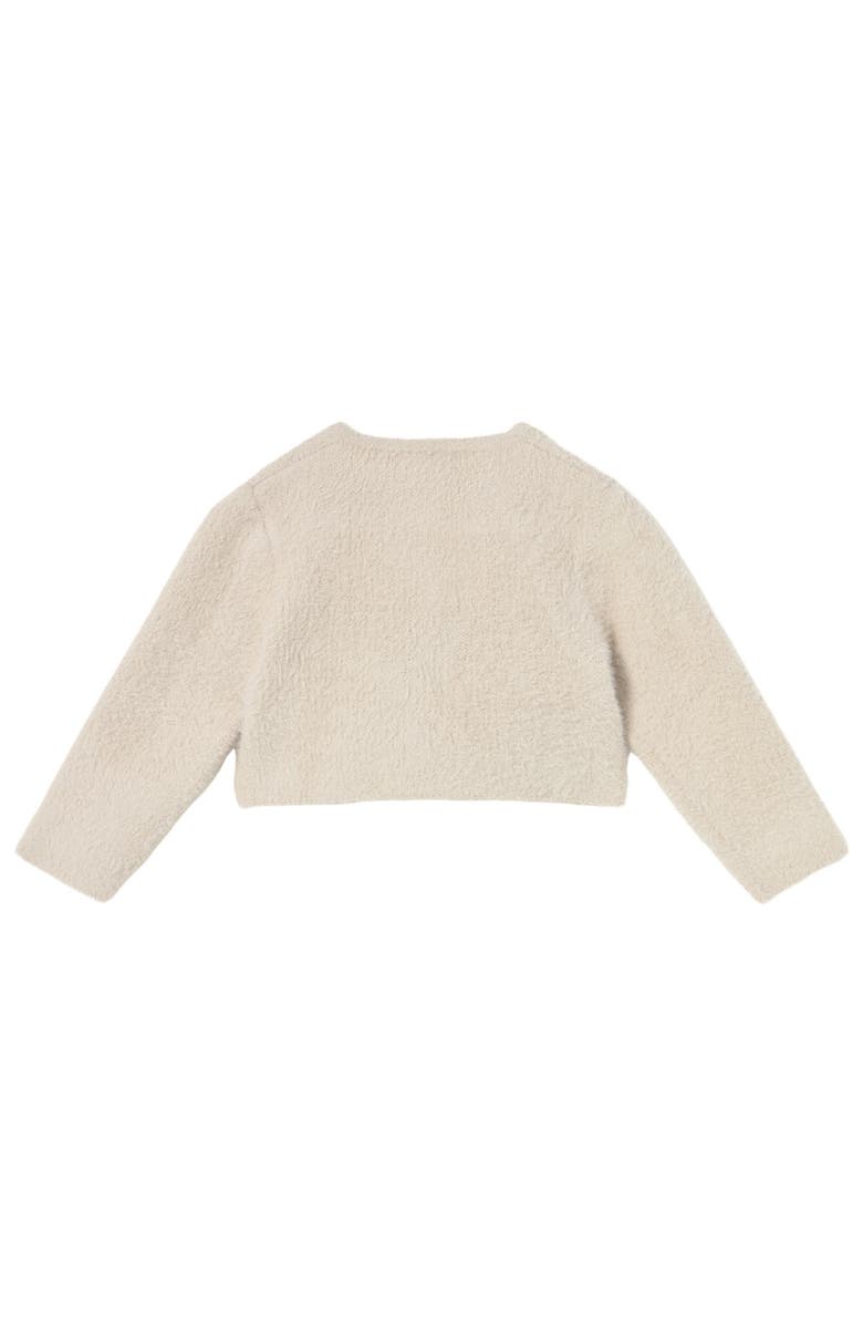 Mayoral Knit Cardigan with Faux Fur, Alternate, color, Cream