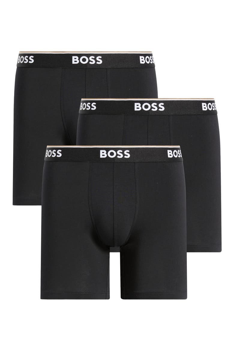 3-Pack Power Stretch Cotton Long Boxer Briefs, Alternate, color, BLACK