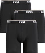 BOSS 3-Pack Power Stretch Cotton Long Boxer Briefs