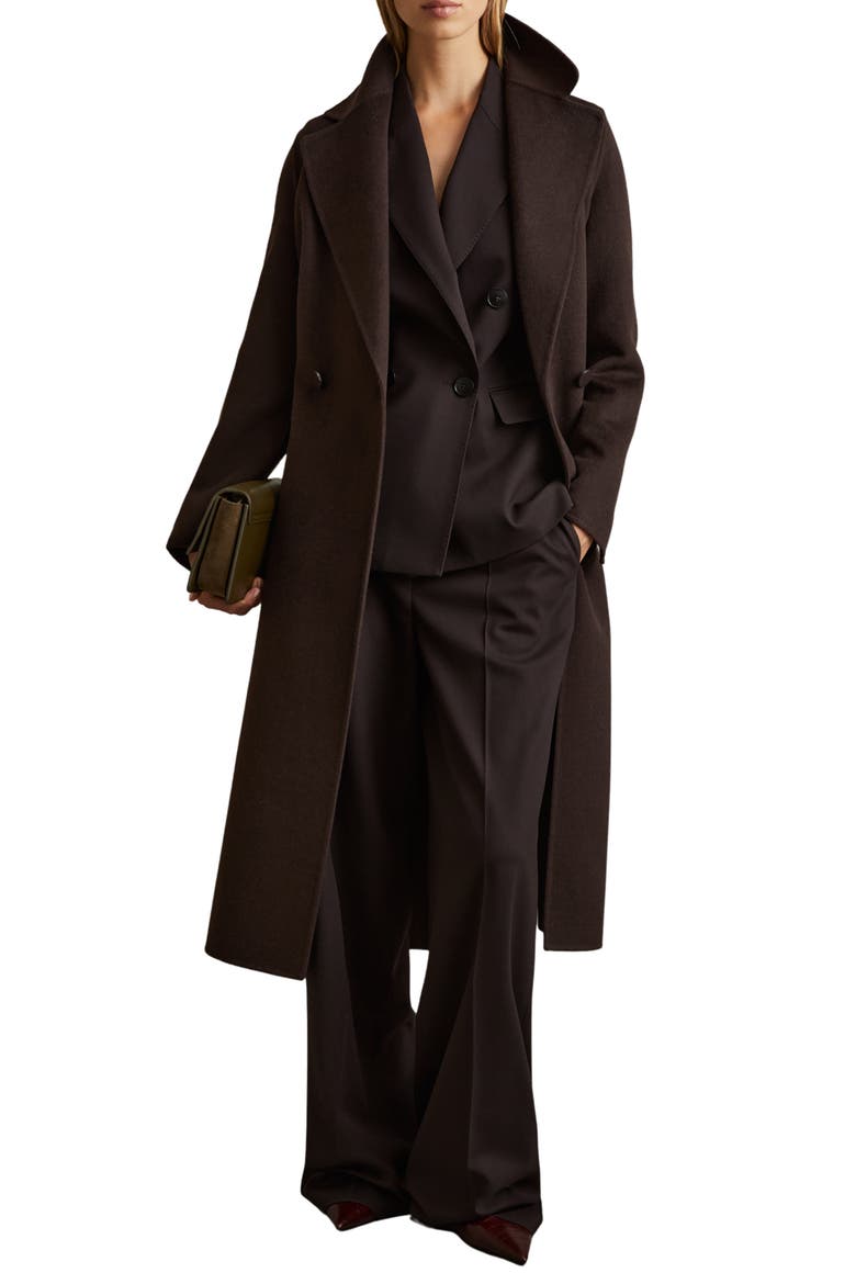 Lucia Tie Waist Wool Blend Coat, Alternate, color, CHOCOLATE