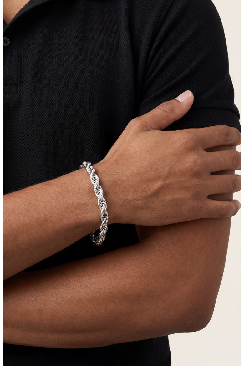 Men's Classic Silver Rope Bracelet, Alternate, color, SILVER