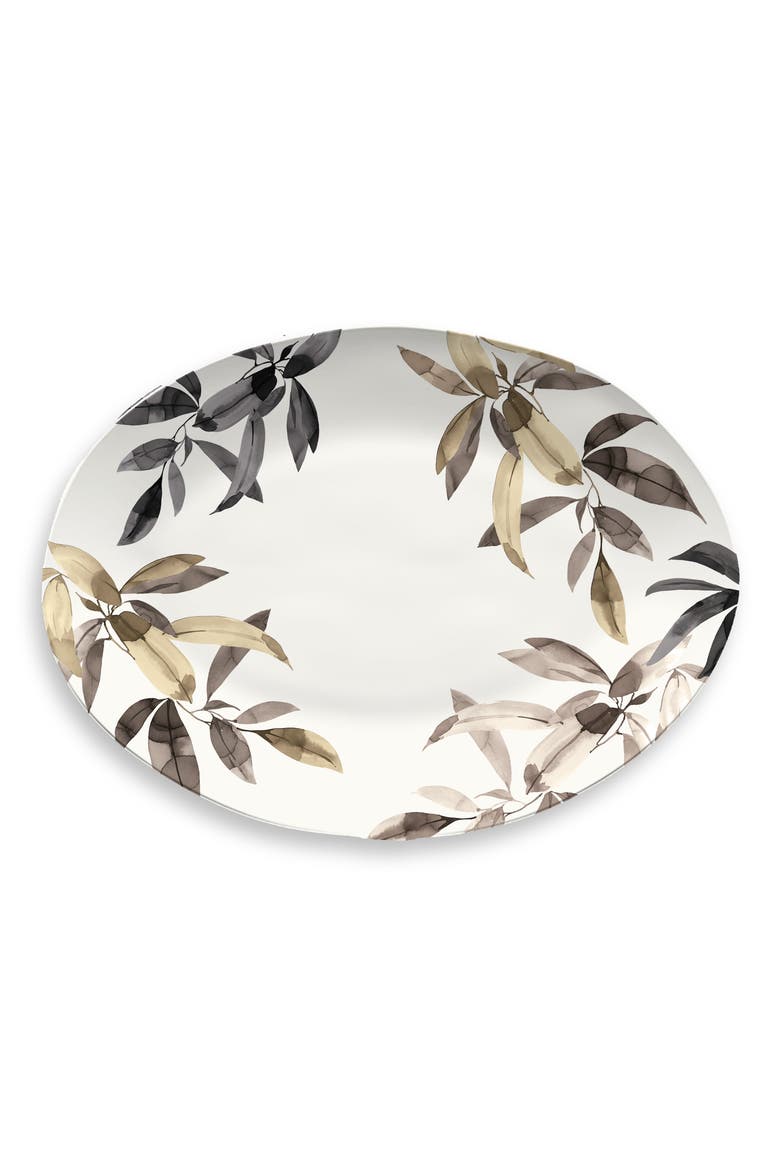 Bali Leaves Melamine Oval Platter, Main, color, WHITE MULTI