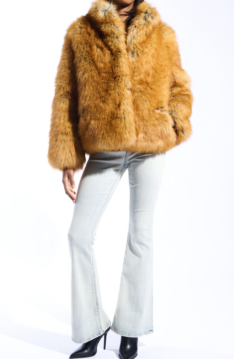 AZALEA WANG Faux Fur Coat, Alternate, color, Tan