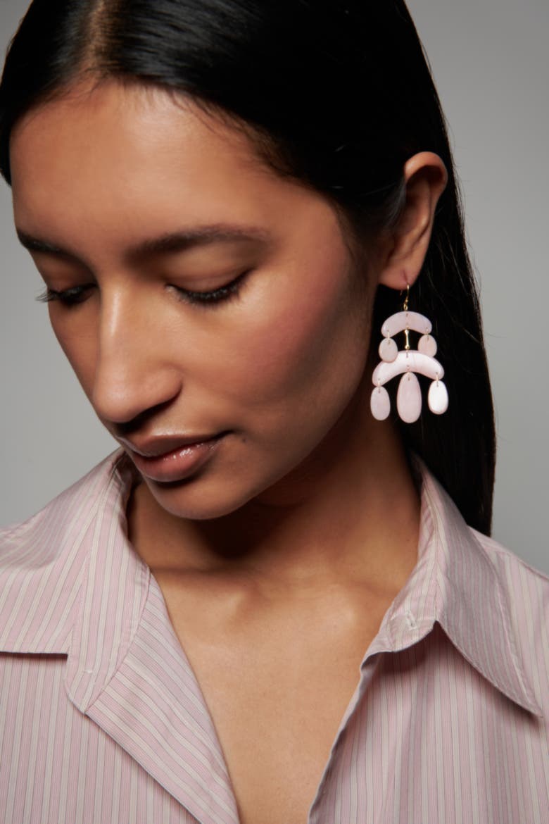 Tiny  Pink Opal Chandelier Earrings, Alternate, color, Pink Opal