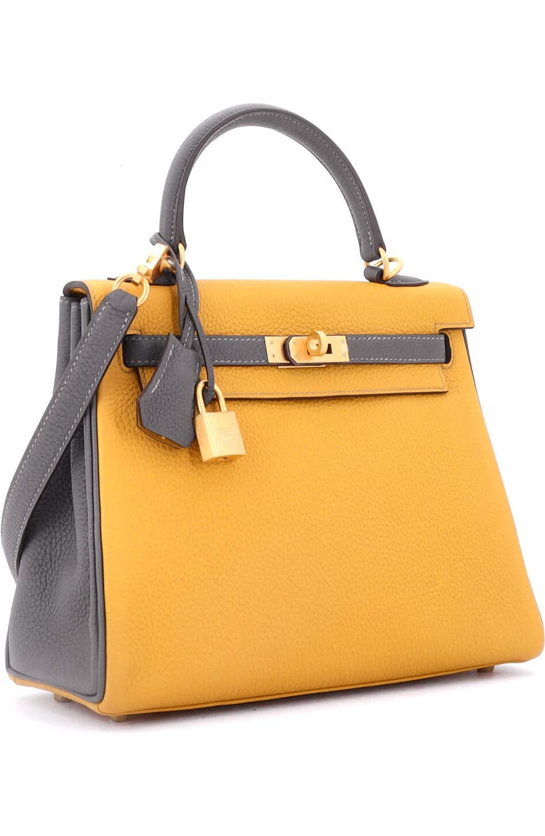 Pre-Owned Hermes Kelly Handbag Bicolor Togo with Brushed Gold Hardware 25, Alternate, color, Bicolor - Jaune Ambre/Etain
