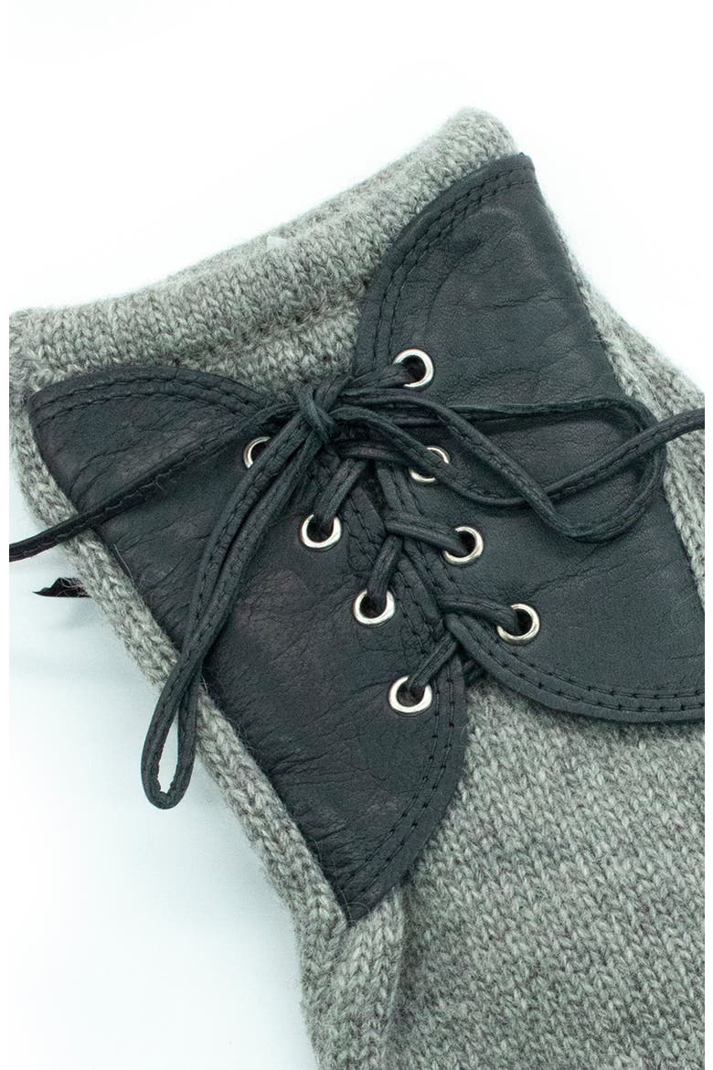 Mitten gloves with leather, Alternate, color, LIGHT GREY/CINCILLA