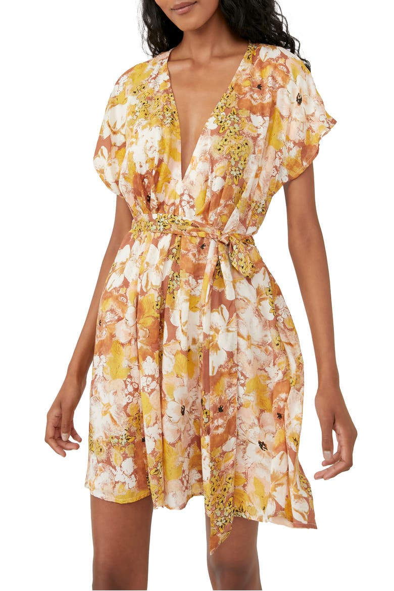 Freddy Tie Waist Minidress, Alternate, color, COCOA COMBO