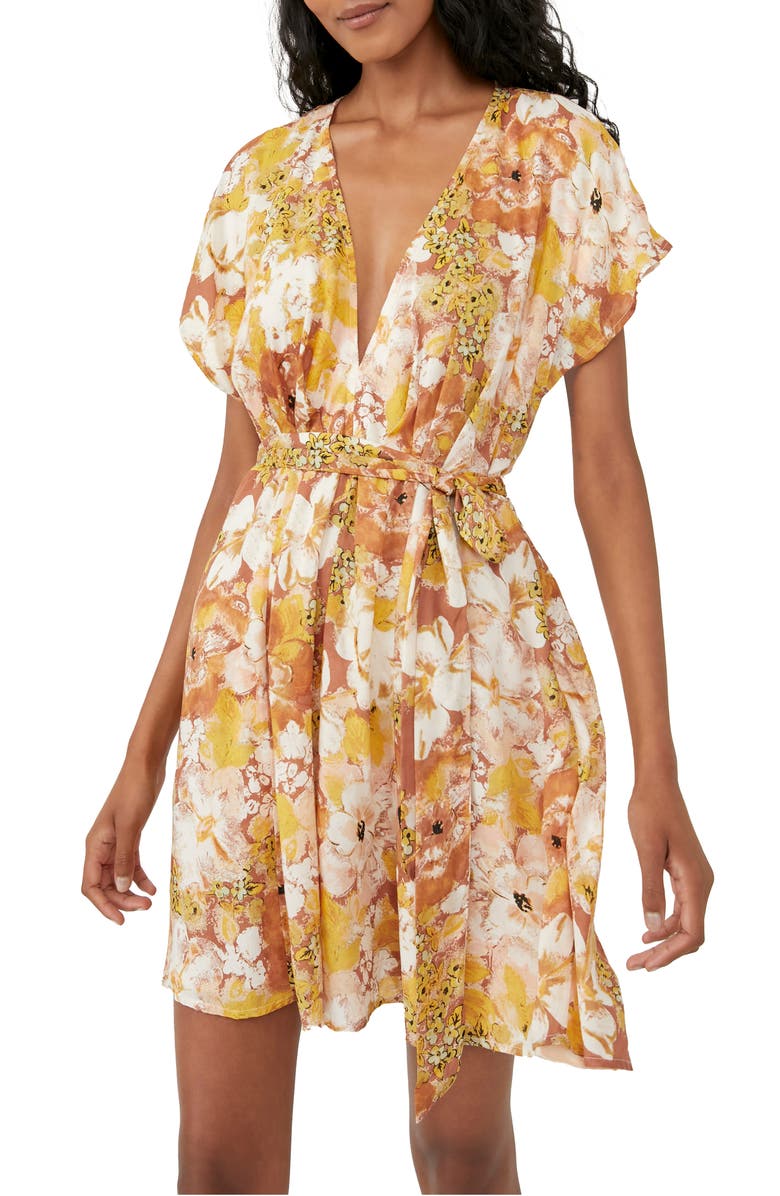 Free People Freddy Tie Waist Minidress, Alternate, color, 