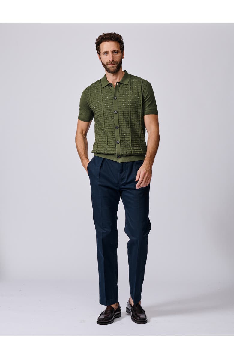 Aubin Manor Textured Button Through Polo, Alternate, color, Khaki