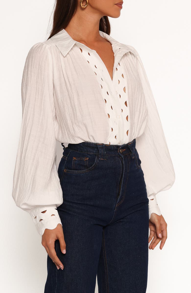 Petal & Pup Primrose Rickrack Trim Long Sleeve Button-Up Shirt, Alternate, color, 