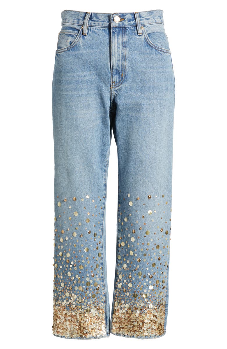 FRAME The Atelier Champagne Ankle Straight Leg Jeans, Alternate, color, Gold Embellished