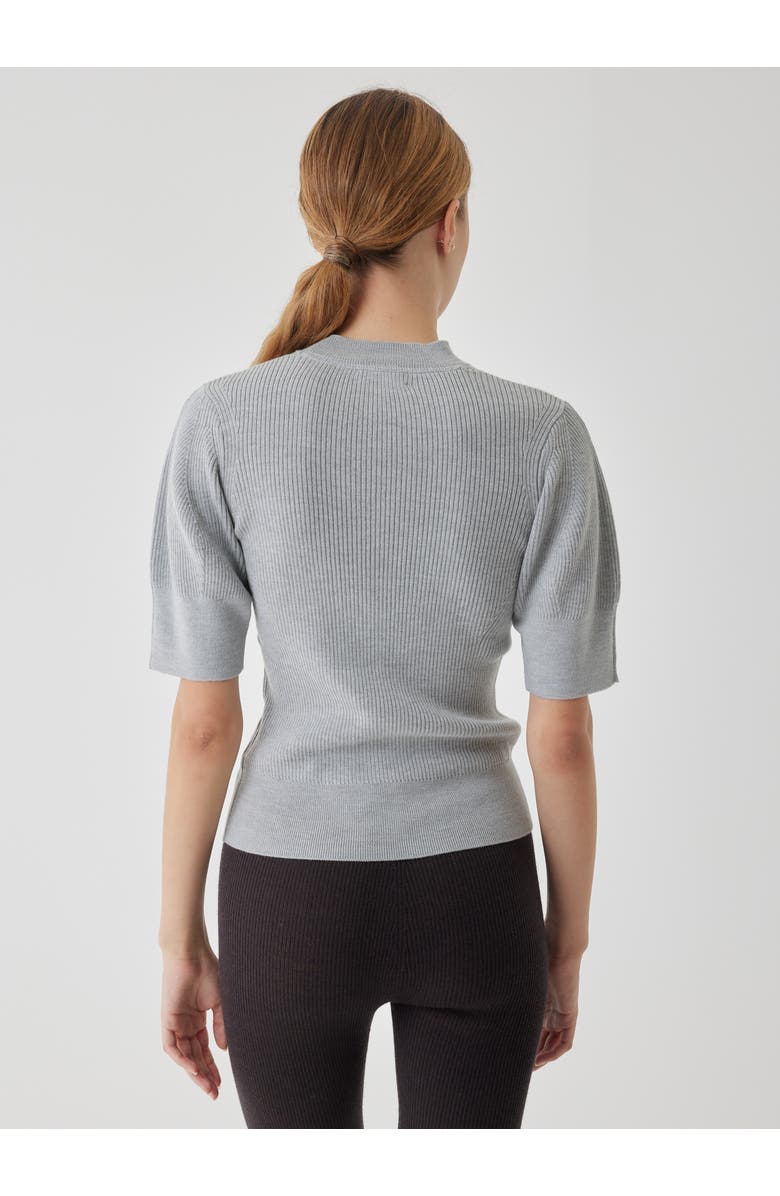 Majestic Filatures Compact Merino Mini Rib Short Sleeve Crewneck, Alternate, color, Gris Chine Clair