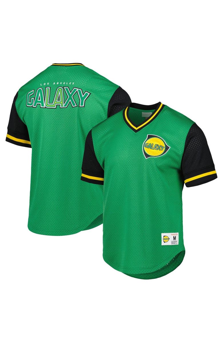 Mitchell & Ness Men's Mitchell & Ness Green LA Galaxy Mesh V-Neck T-Shirt, Main, color, Green
