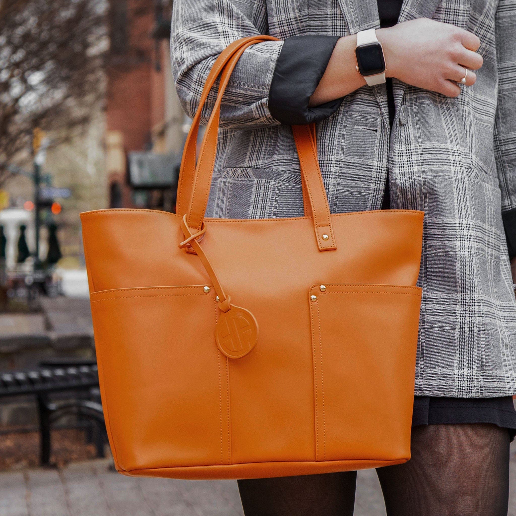 Vegan Leather Classic Tote, Alternate, color, Orange