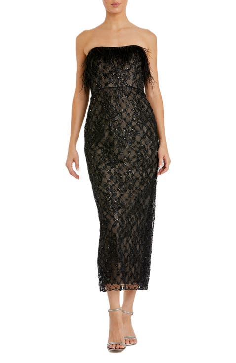 Embellished Strapless Column Dress