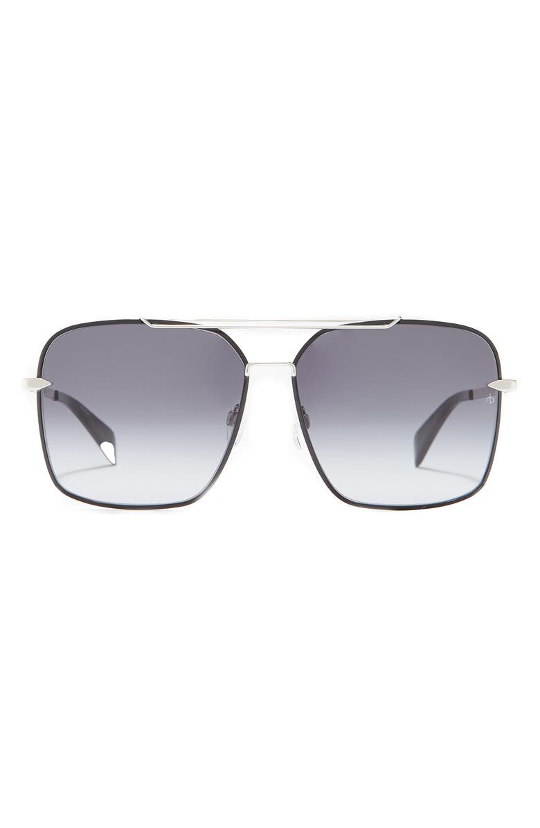 rag & bone 61mm Gradient Metal Aviator Sunglasses, Main, color, 