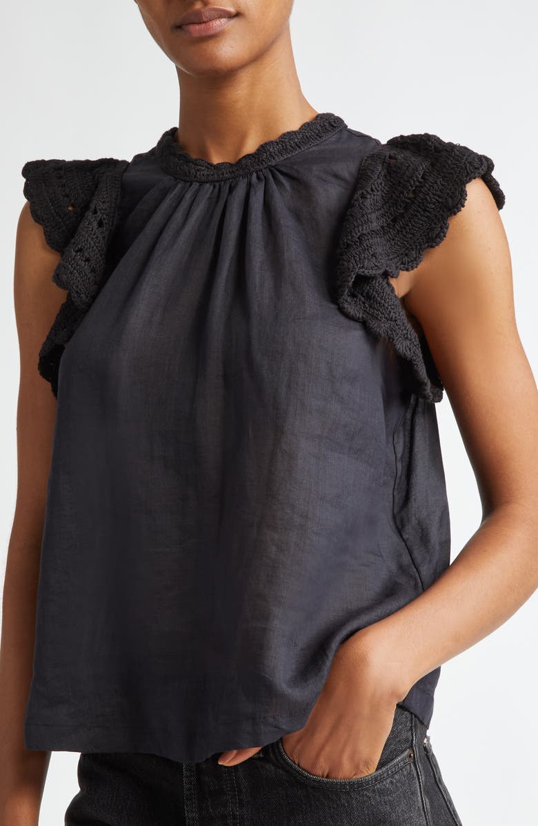 Ulla Johnson Kai Mixed Media Ramie Top, Alternate, color, 