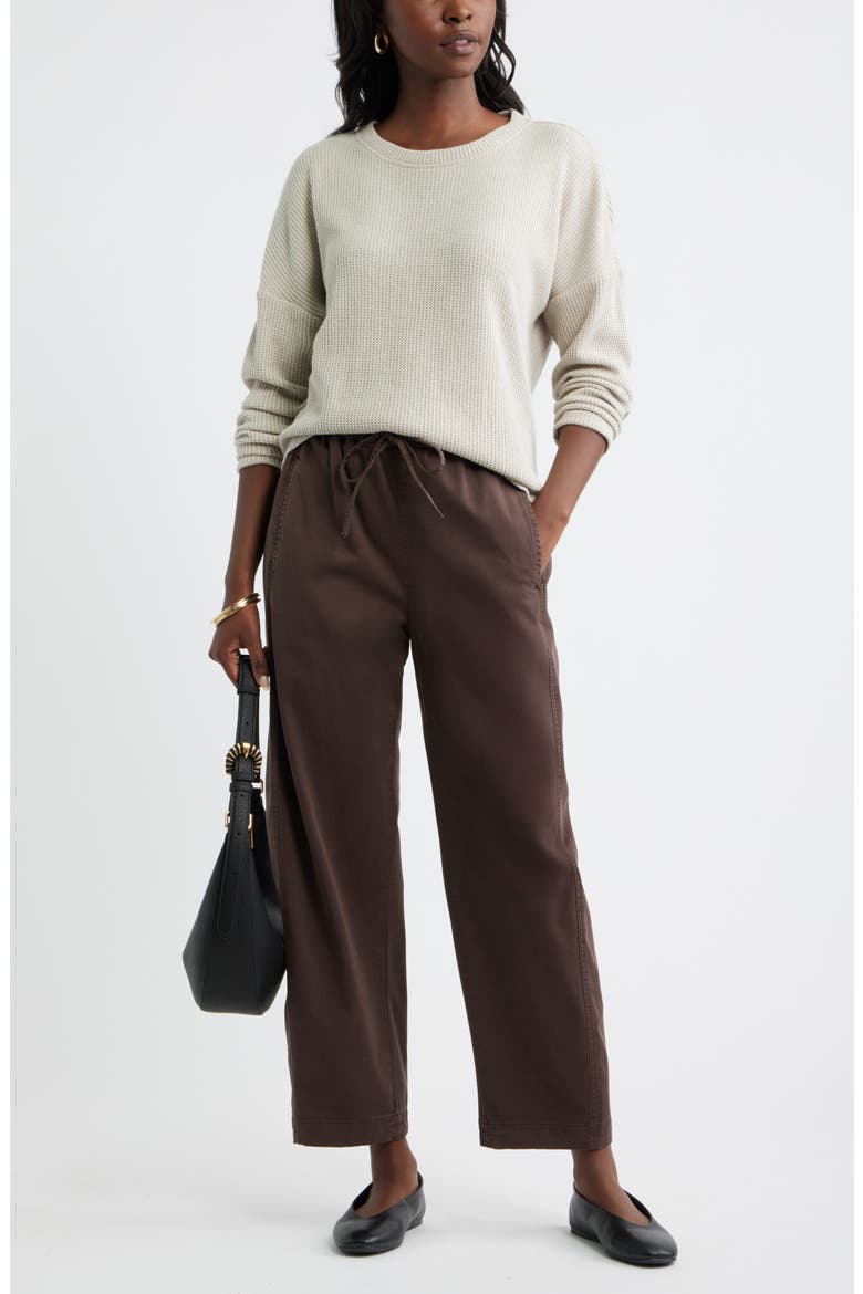 Pull On Barrel Leg Ankle Pants, Alternate, color, BROWN COFFEE