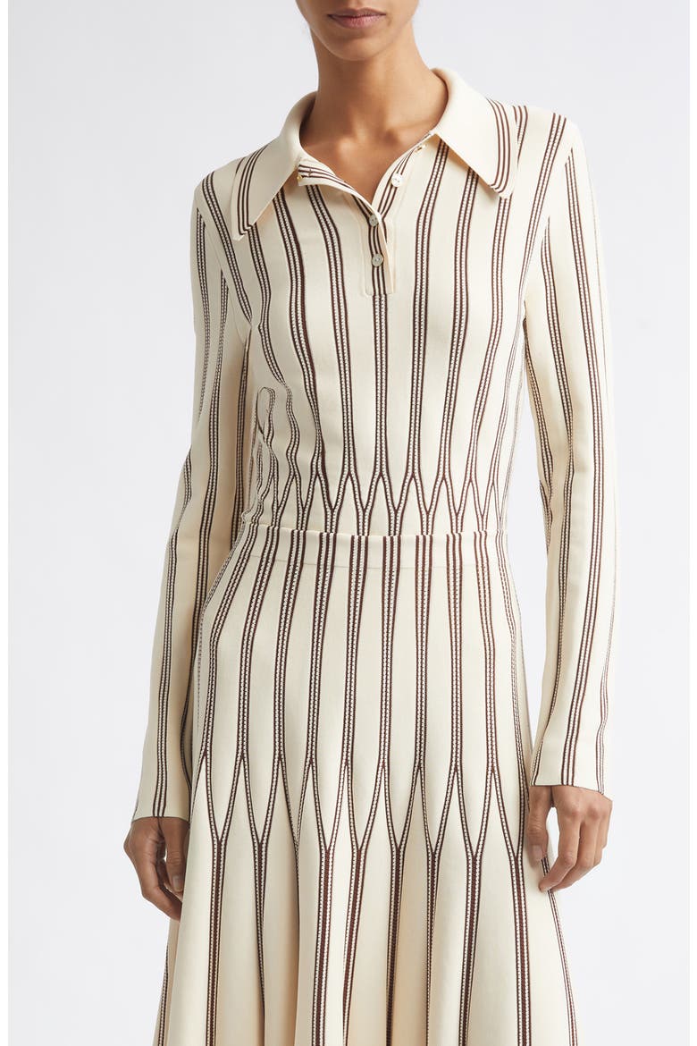 Rebellion Stripe Polo Sweater, Main, color, CREAM/ CHOCOLATE