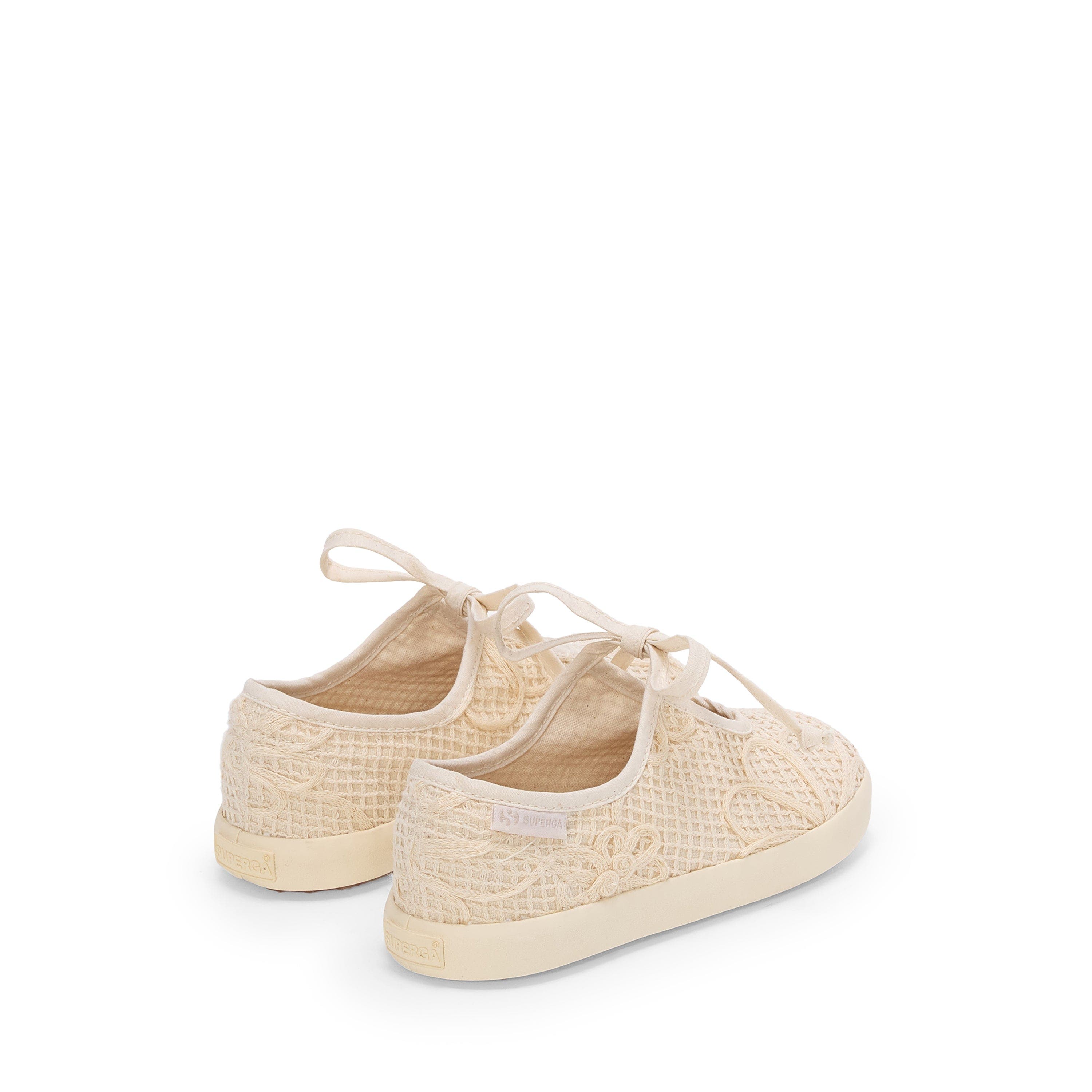 Superga 2442 Kids Ballerina Lace Net Flower Crochet, Alternate, color, Beige Raw-Off White