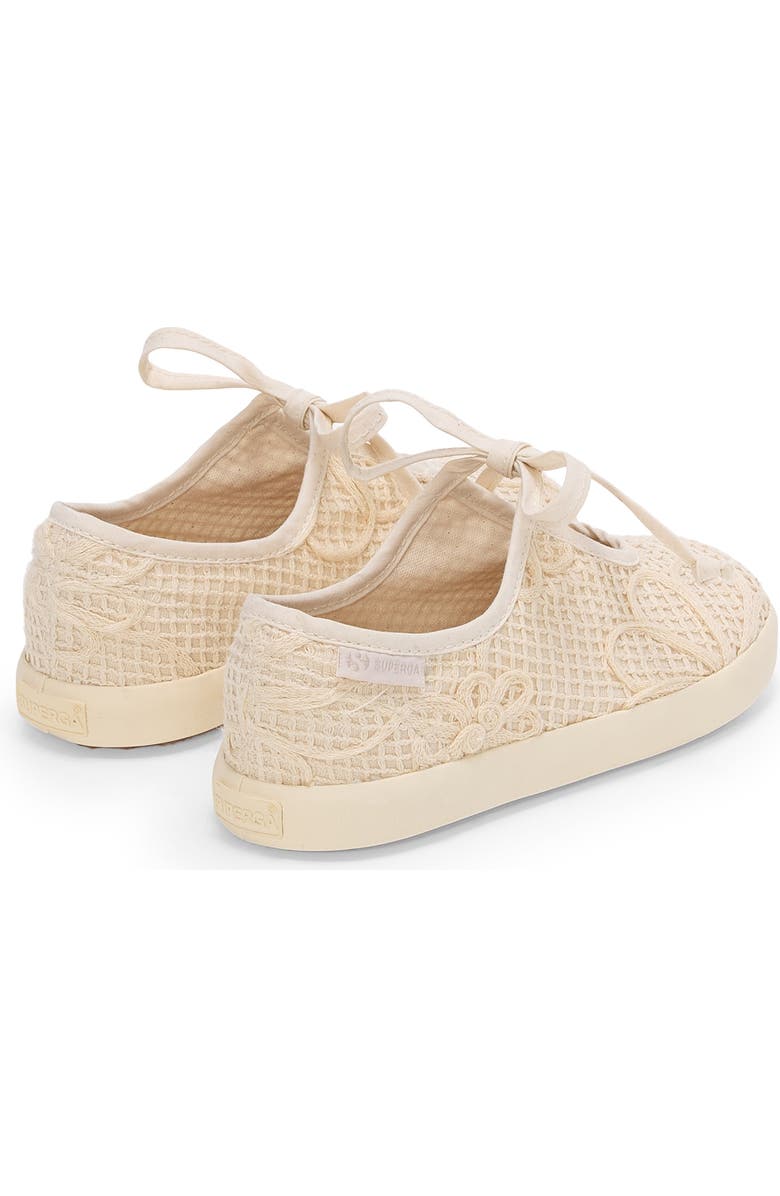 Superga 2442 Kids Ballerina Lace Net Flower Crochet, Alternate, color, Beige Raw-Off White
