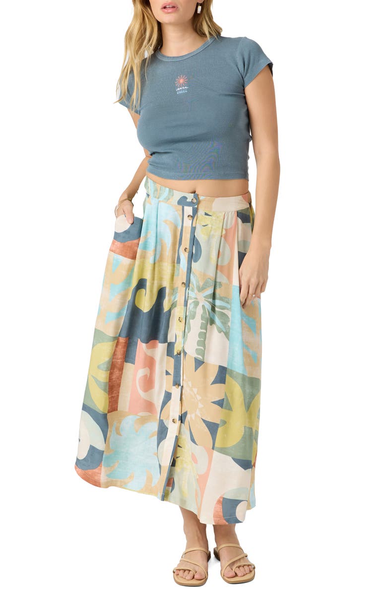 O'Neill Maisel Button Front Midi Skirt, Alternate, color, 
