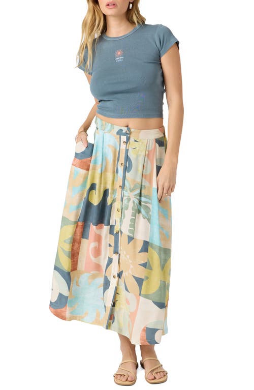 O'neill Maisel Button Front Midi Skirt In Blue