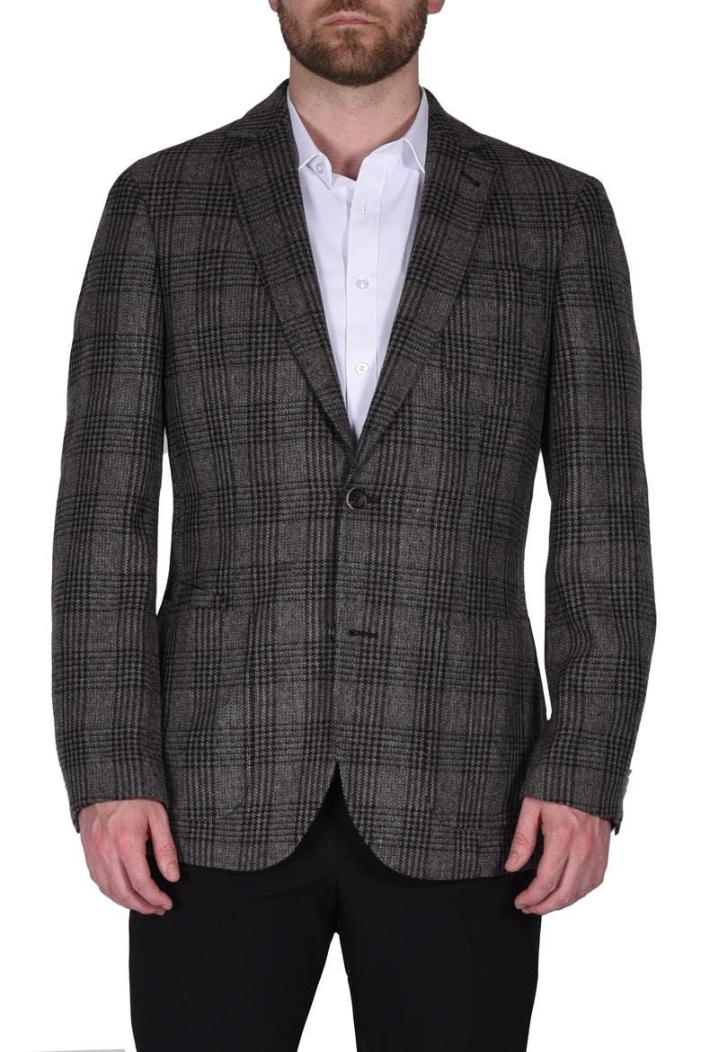 Plaid Wool Blend Sport Coat, Main, color, GREY