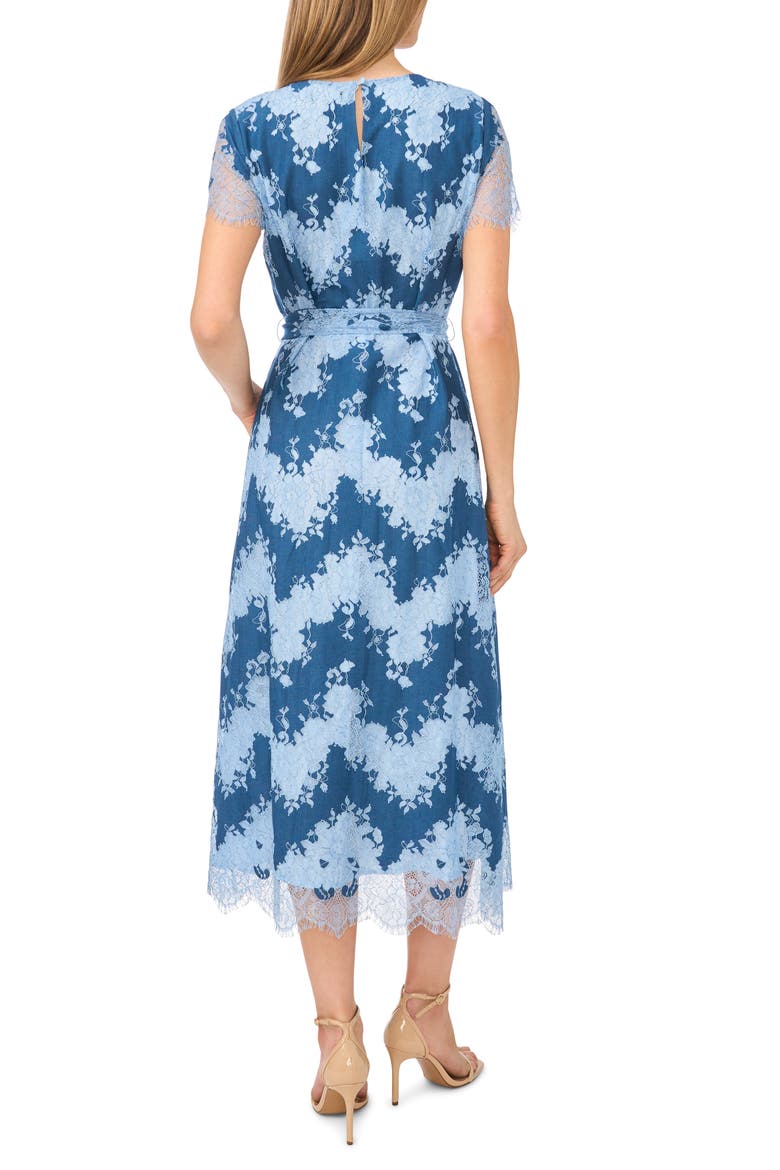 Tie Waist Lace Midi Dress, Alternate, color, KENTUCKY BLUE