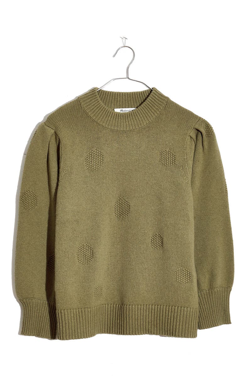 Madewell Eaton Dotted Puff Sleeve Cotton & Merino Yarn Pullover Sweater, Alternate, color, 