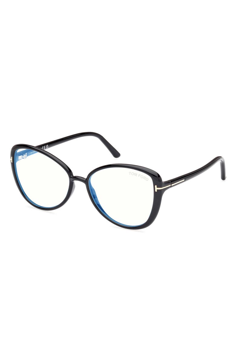TOM FORD 55mm Butterfly Blue Light Blocking Optical Glasses, Alternate, color, 