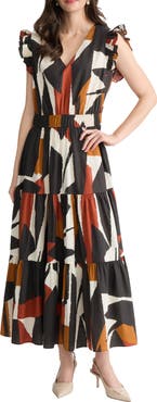 Jones New York Ruffle Fit & Flare Midi Dress