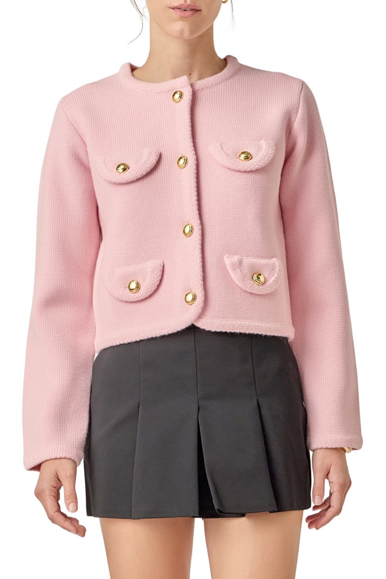 Round Hem Cardigan, Main, color, PINK