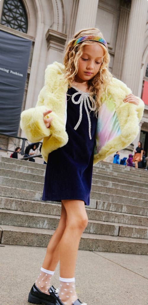 Shop Lola + The Boys Velvet Bow Princess Dress In Black