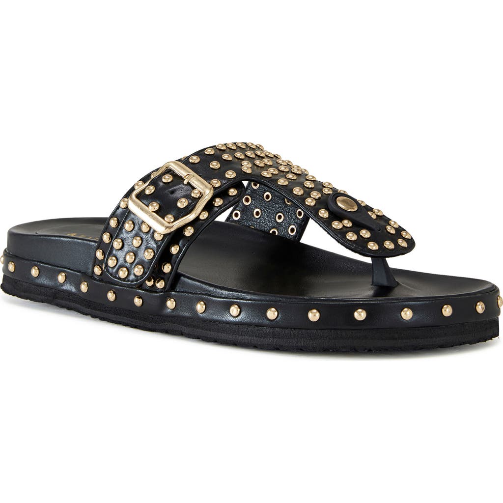 Azalea Wang Daisychain Studded Buckle Detail Sandals In Black