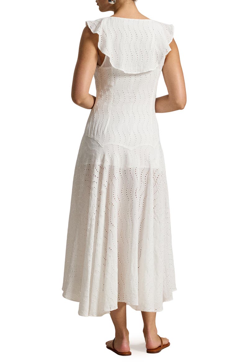 Cotton Blend Eyelet Dress, Alternate, color, WHITE
