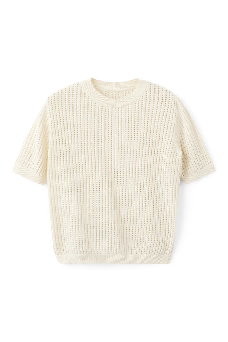 Pera Open Stitch Crewneck Sweater, Alternate, color, ECRU