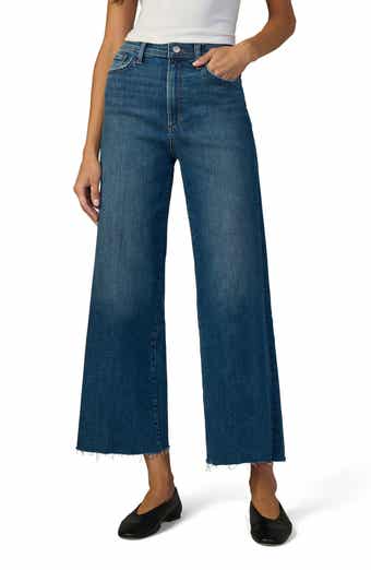The Mia Raw Hem High Waist Ankle Wide Leg Jeans