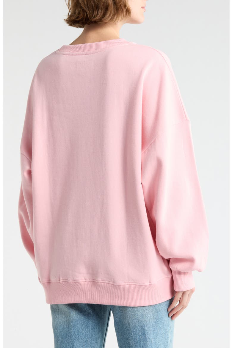 Ditsy Love Fleece Sweatshirt, Alternate, color, LIGHT PINK