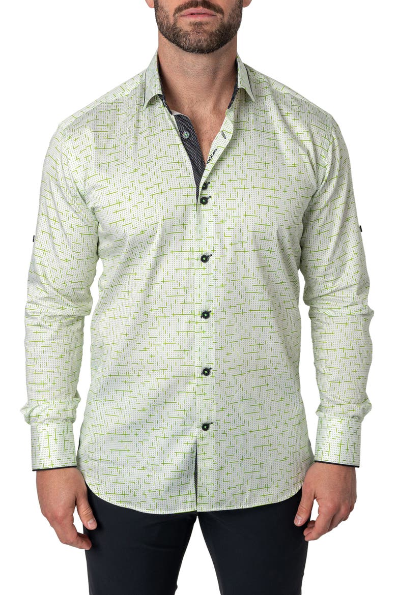 Class Tetris Button-Up Shirt, Alternate, color, GREEN