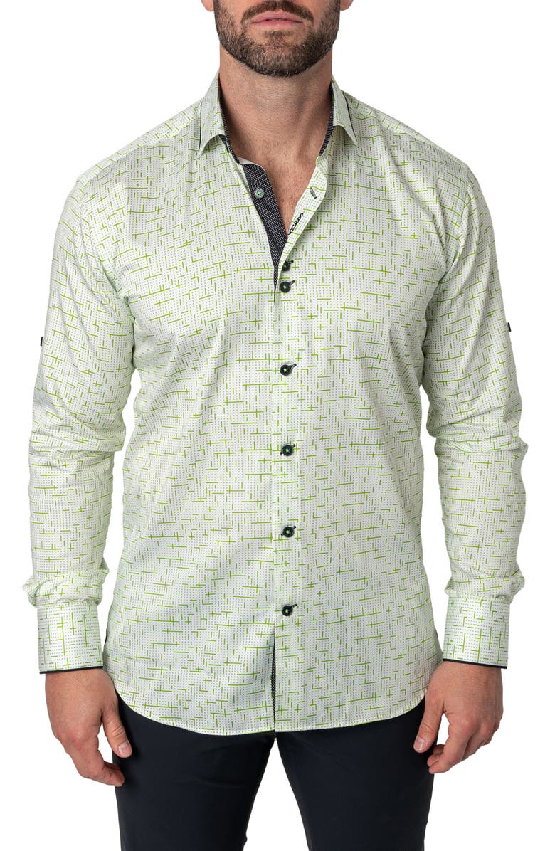 Maceoo Class Tetris Button-Up Shirt, Alternate, color, Green