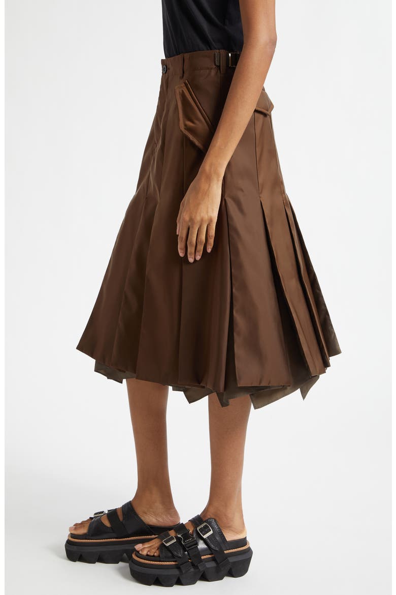 Nylon Twill Skirt, Alternate, color, BROWN