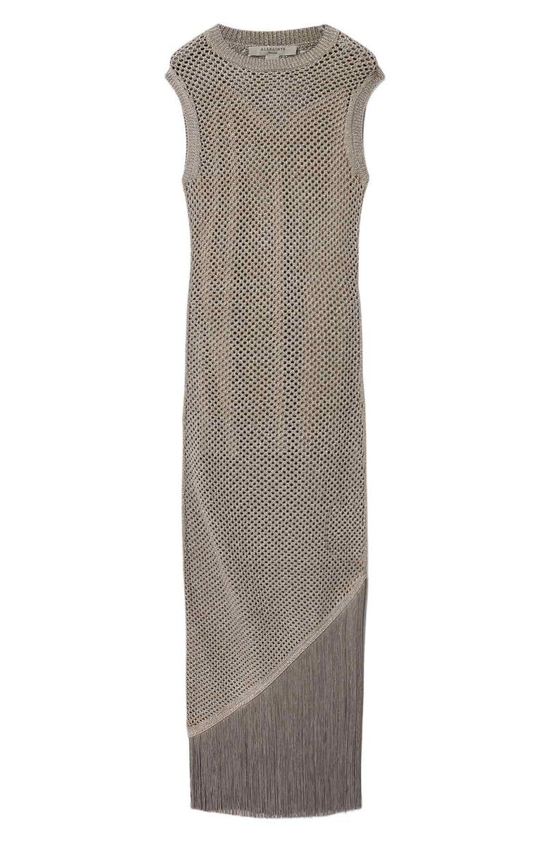 AllSaints Jessie Sleeveless Fringe Trim Dress, Alternate, color, 