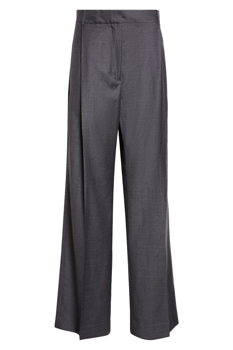 Boxer Waist Wool Wide Leg Pants, Main, color, DARK GREY MELANGE