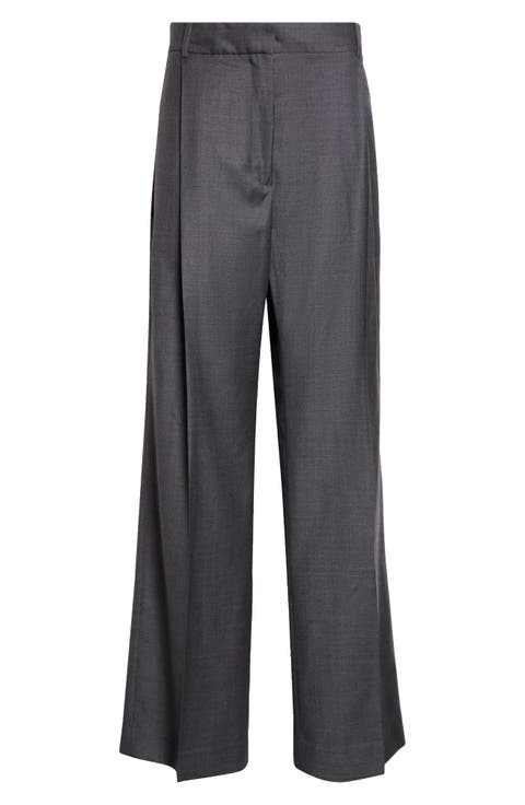 Boxer Waist Wool Wide Leg Pants