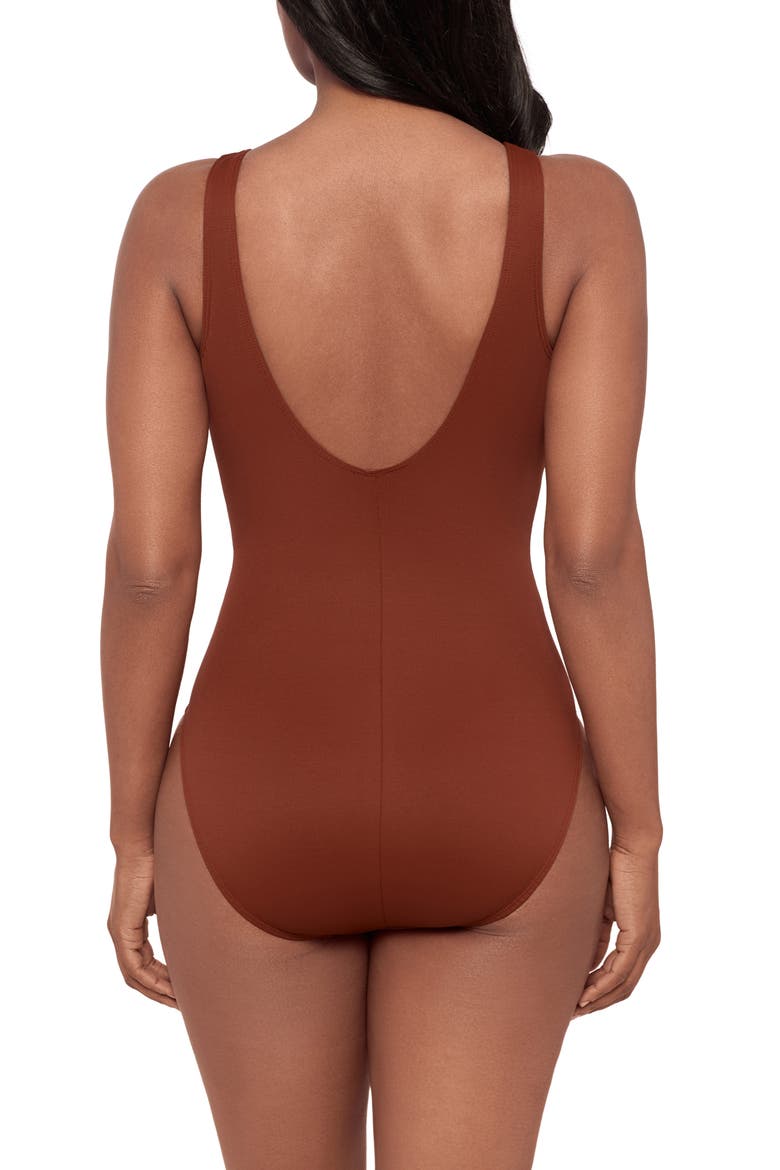 Razzle Dazzle Zip-Up One-Piece Swimsuit, Alternate, color, COPPER BROWN