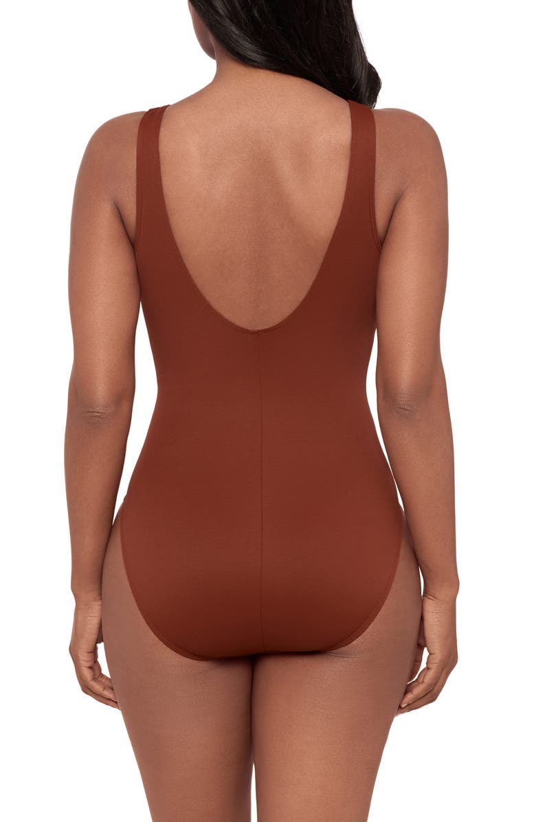 Miraclesuit<sup>®</sup> Razzle Dazzle Zip-Up One-Piece Swimsuit, Alternate, color, Copper Brown