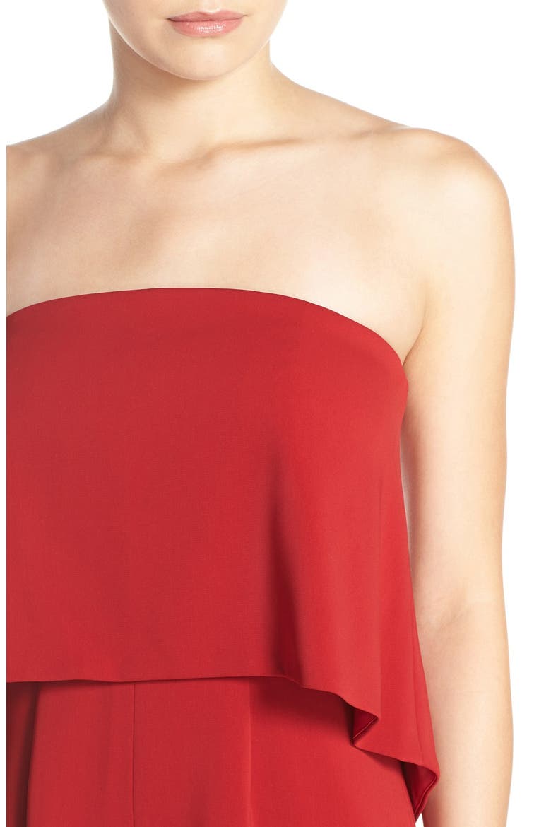 Strapless Popover Crepe Jumpsuit, Alternate, color, VENETIAN RED