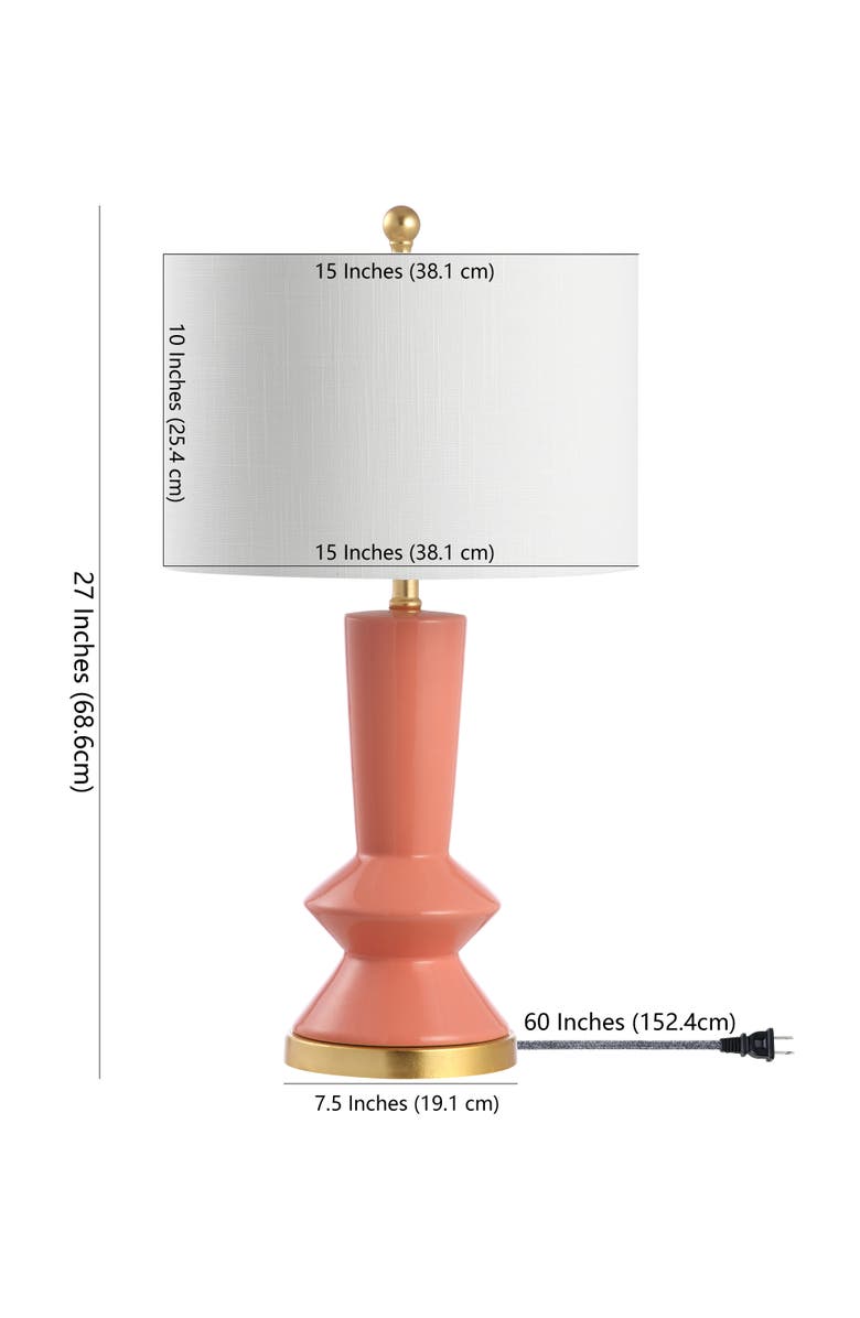 JONATHAN Y Ziggy Ceramic/Iron Contemporary Glam LED Table Lamp, Main, color, Coral/Brass Gold