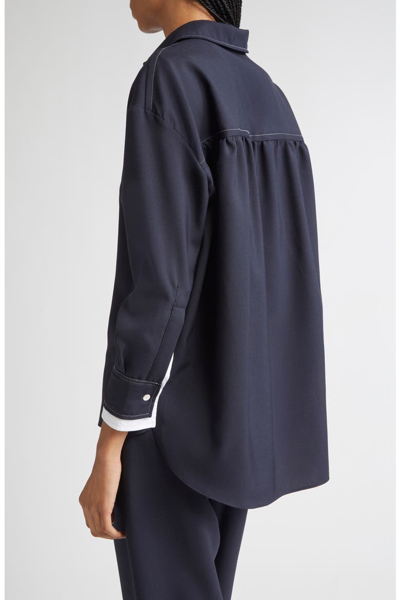 Oversized Virgin Wool Button-Up Shirt, Alternate, color, 00B99 BLUE BLACK